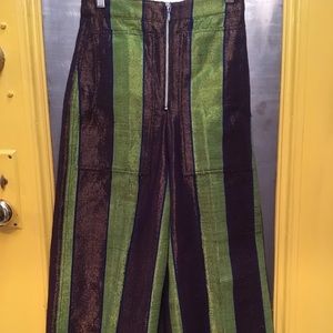 Edun metallic brocade wise crop pants xs nwot